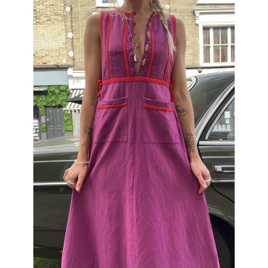 1970s Indian midi dress pink