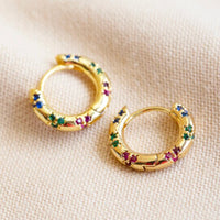 Chunky Multi Gem Hoop Earrings