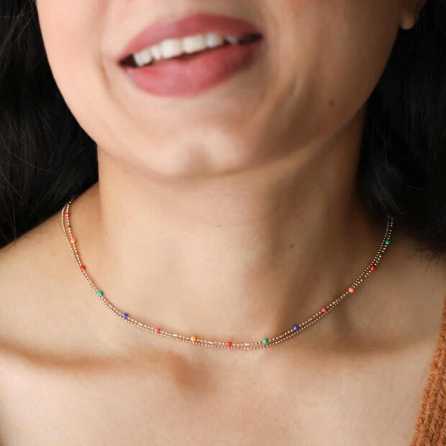 Angel Rainbow Enamel Layered Necklace