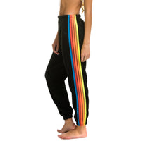 5 Stripe Sweatpants Black/Neon Rainbow