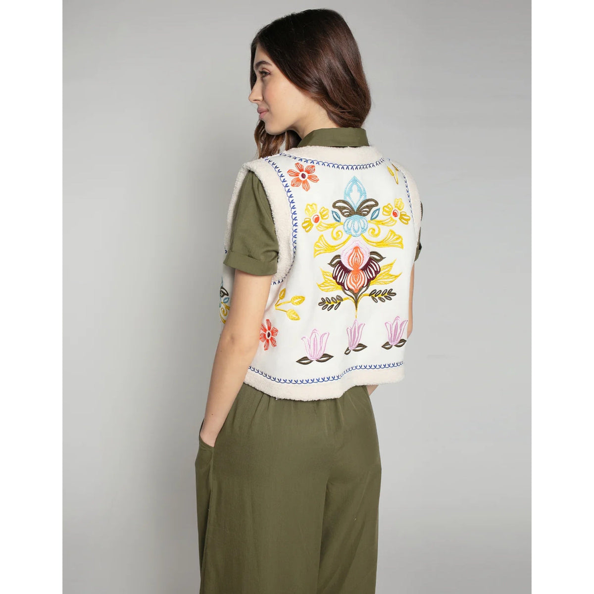 Cassidy Embroidered Gilet Cream