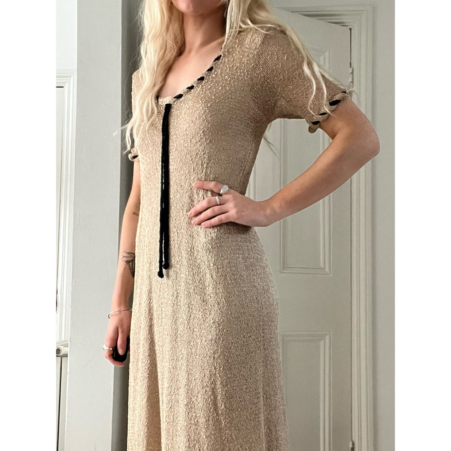 1970s knit midi dress beige