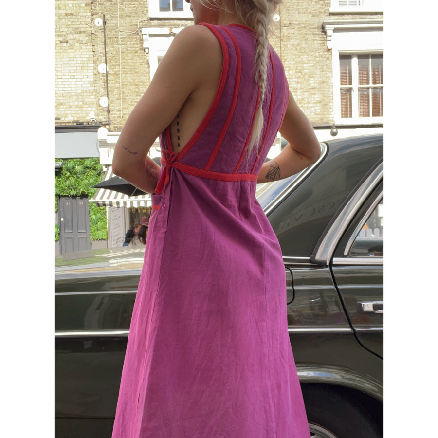 1970s Indian midi dress pink