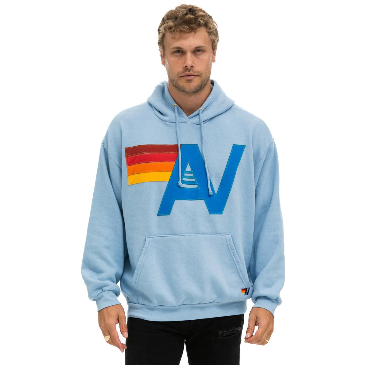 Relaxed Logo Stitch Pullover Hoodie Ice