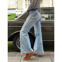 1970s worn-in flare jeans blue