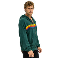 5 Stripe Zip Up Relaxed Hoodie Forest