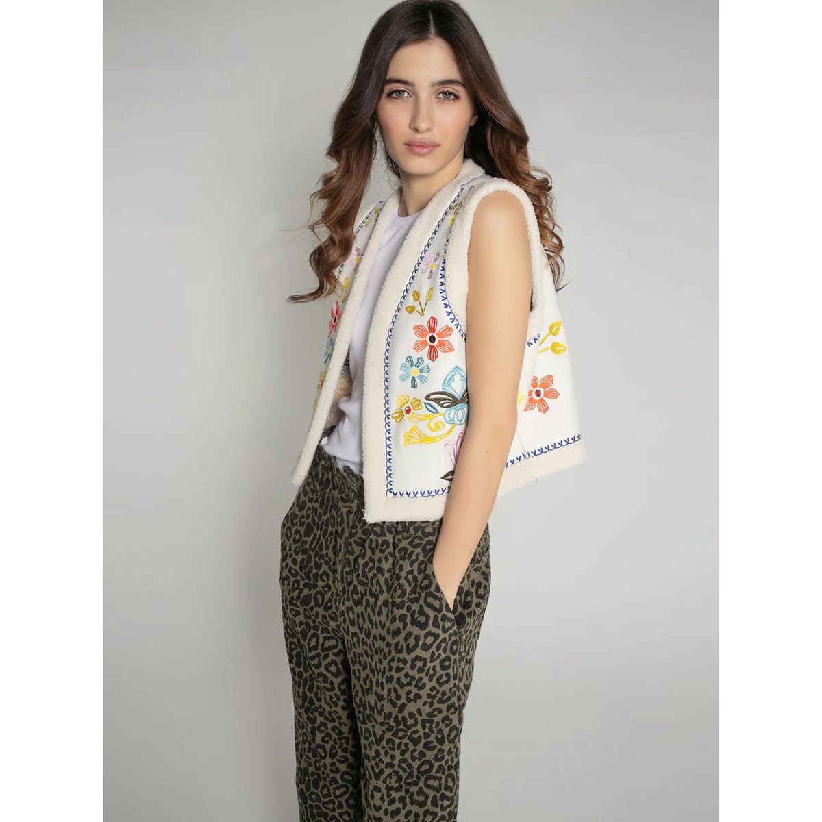 Cassidy Embroidered Gilet Cream