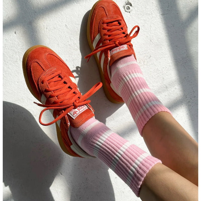 *New Style* Striped Boyfriend Socks Pink