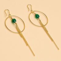 Dangle Hoop Earrings Green