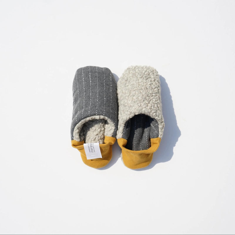 Loop stripe x Woolly boa slippers