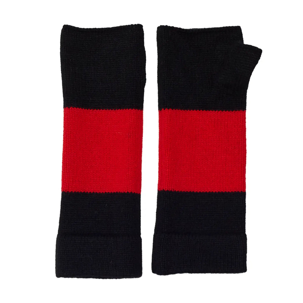 Black and red stripe wrist warmers