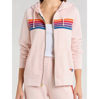 5 Stripe Zip Up Hoodie Light Pink