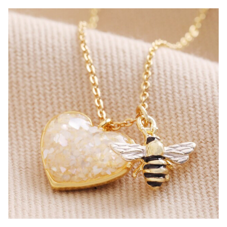 Angel Bee & Heart Charm Necklace