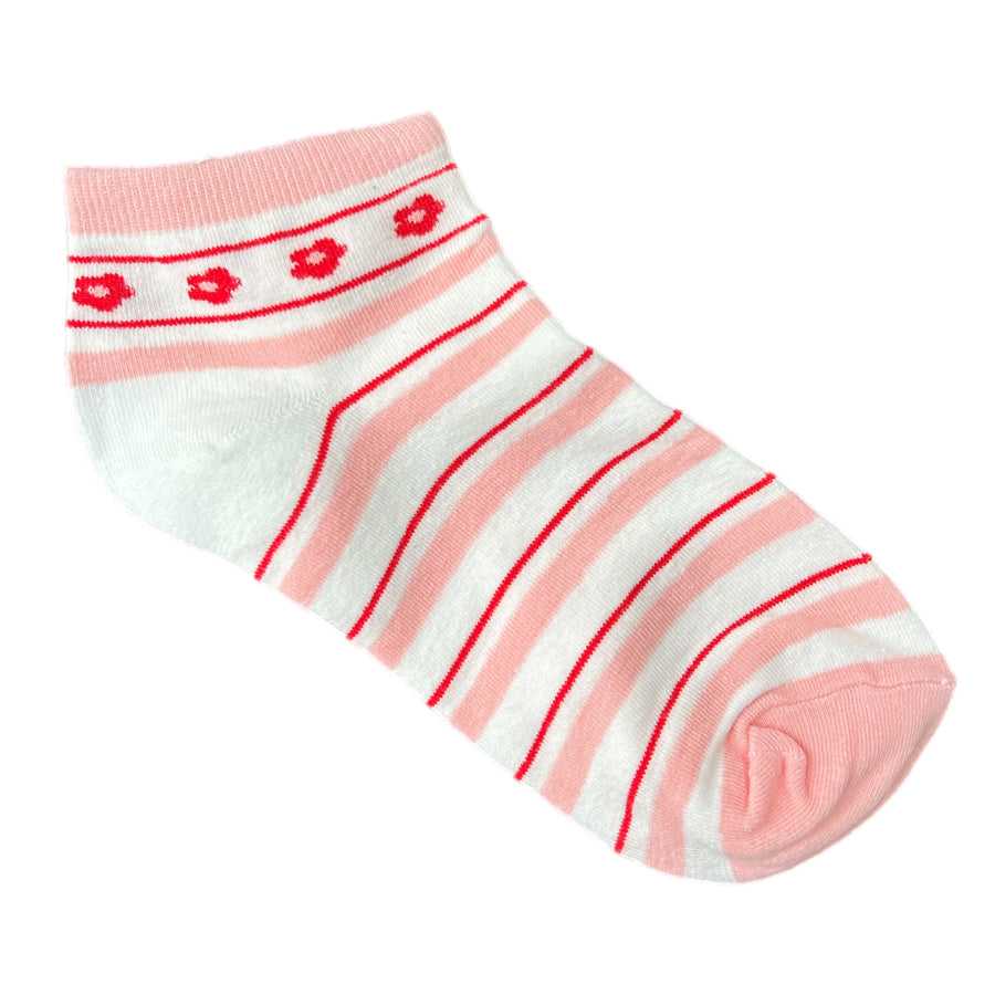The West Village Floral Socks Red Stripe