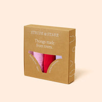 Thong Four Pack Pink/Red Solid Contrast