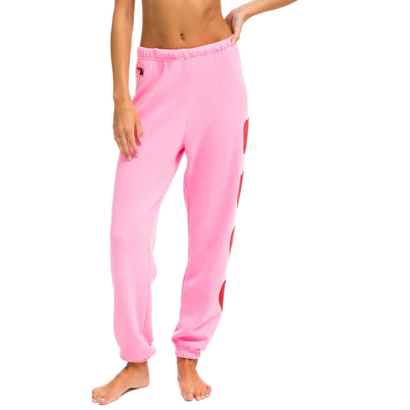 Heart Stitch Sweatpants Neon Pink