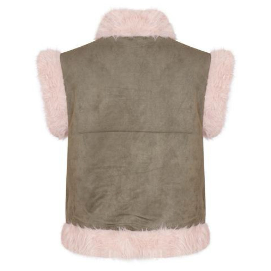 Johanna Faux Fur Gilet Khaki