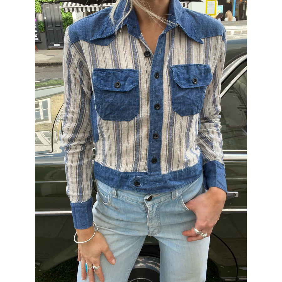 1970s cheesecloth denim shirt blue