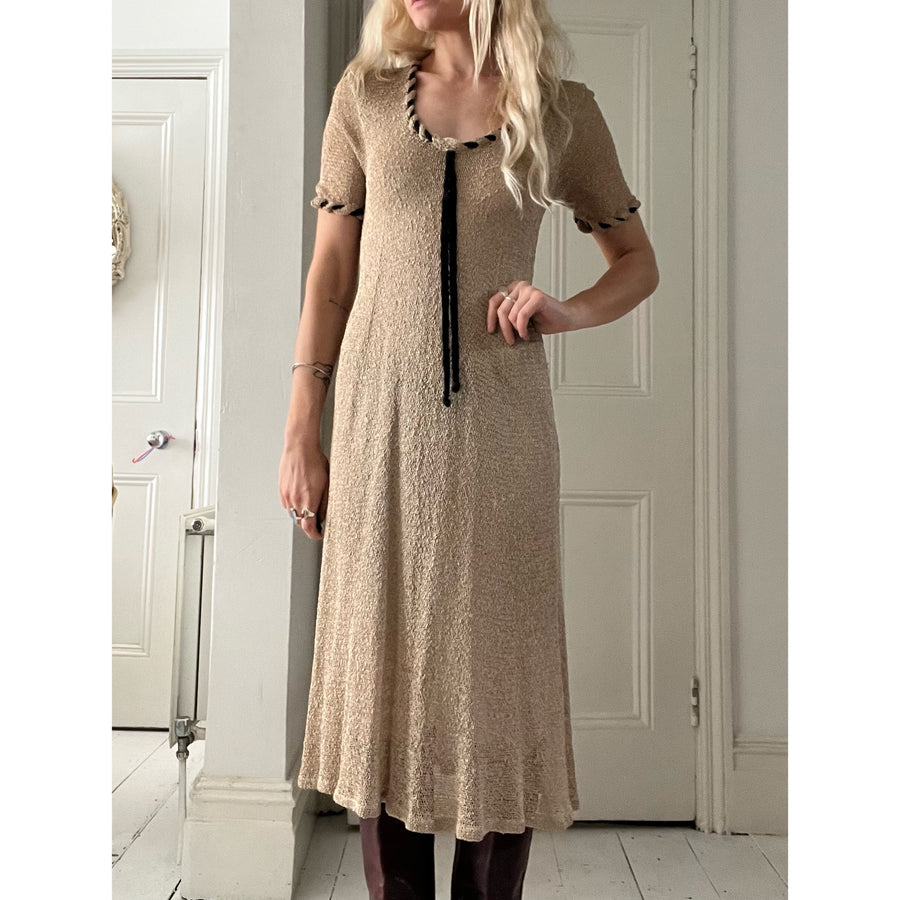 1970s knit midi dress beige