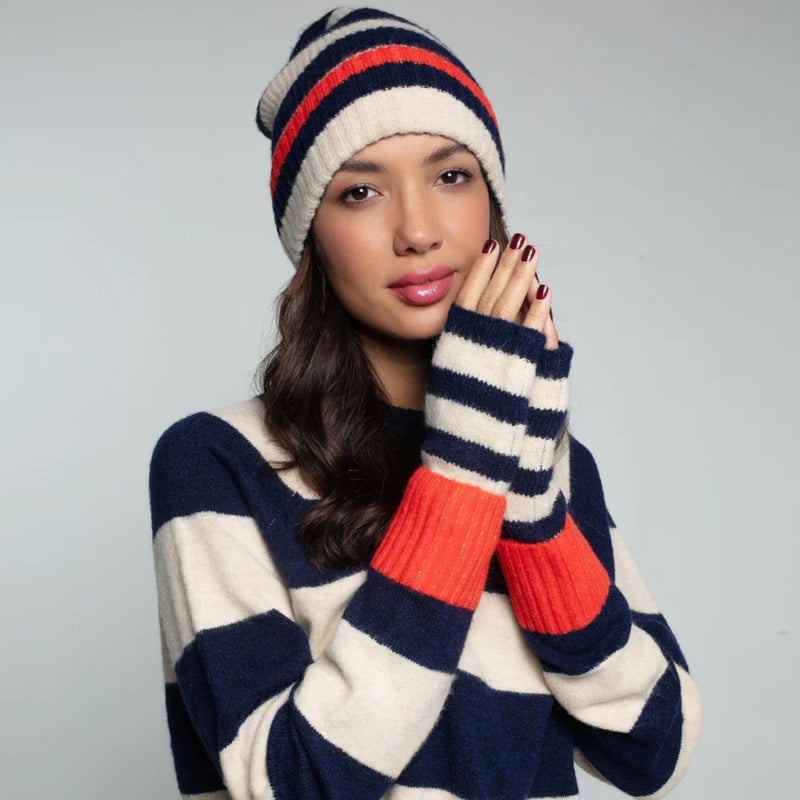 Farah Stripe Beanie Navy