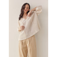 Amente Textured Peasant Blouse Natural