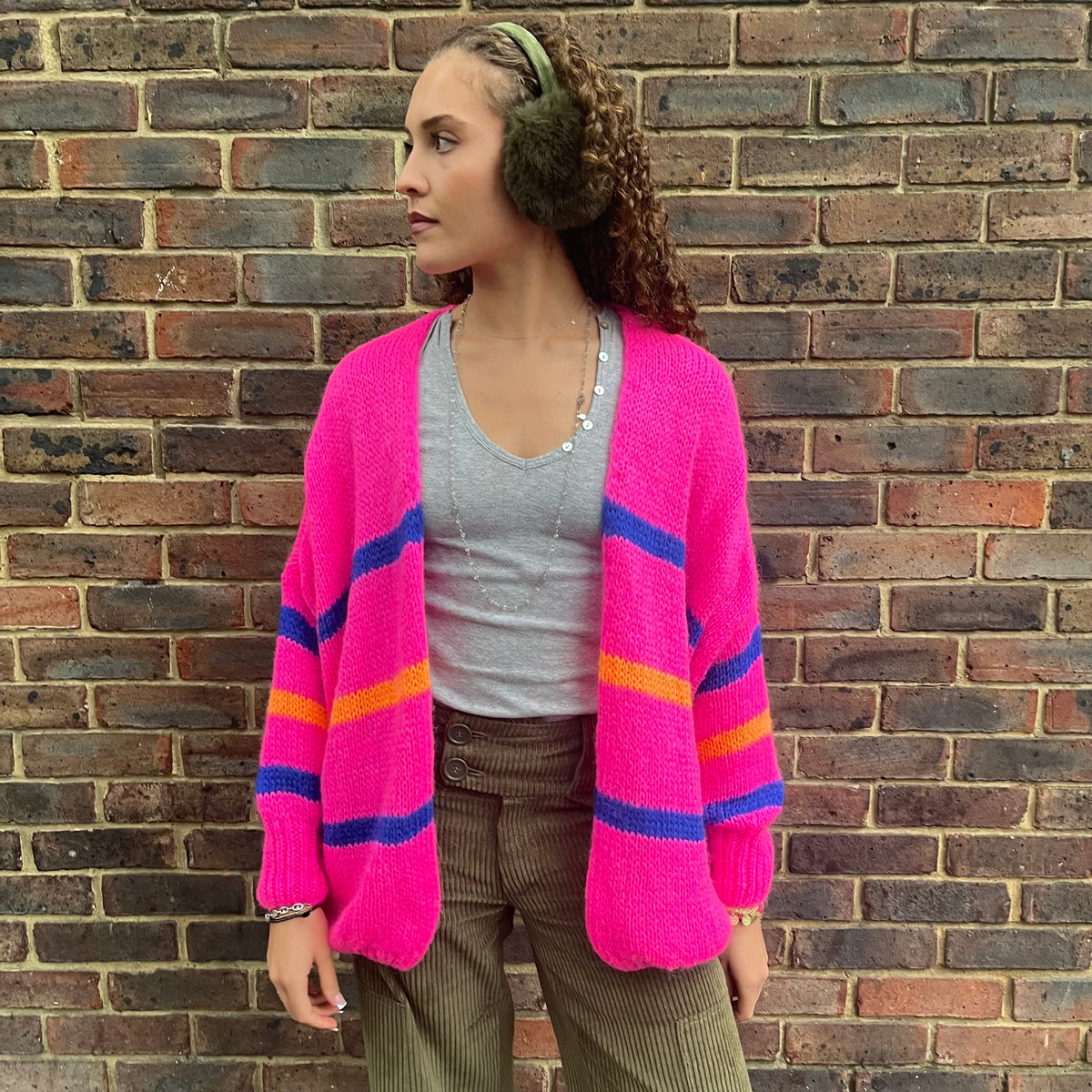 *NEW* Pink Colour Stripe Cardigan