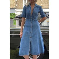 1970s denim midi dress blue