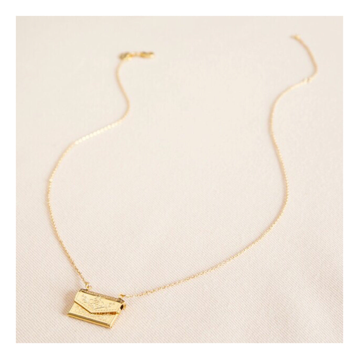 Gold Envelope Locket Necklace