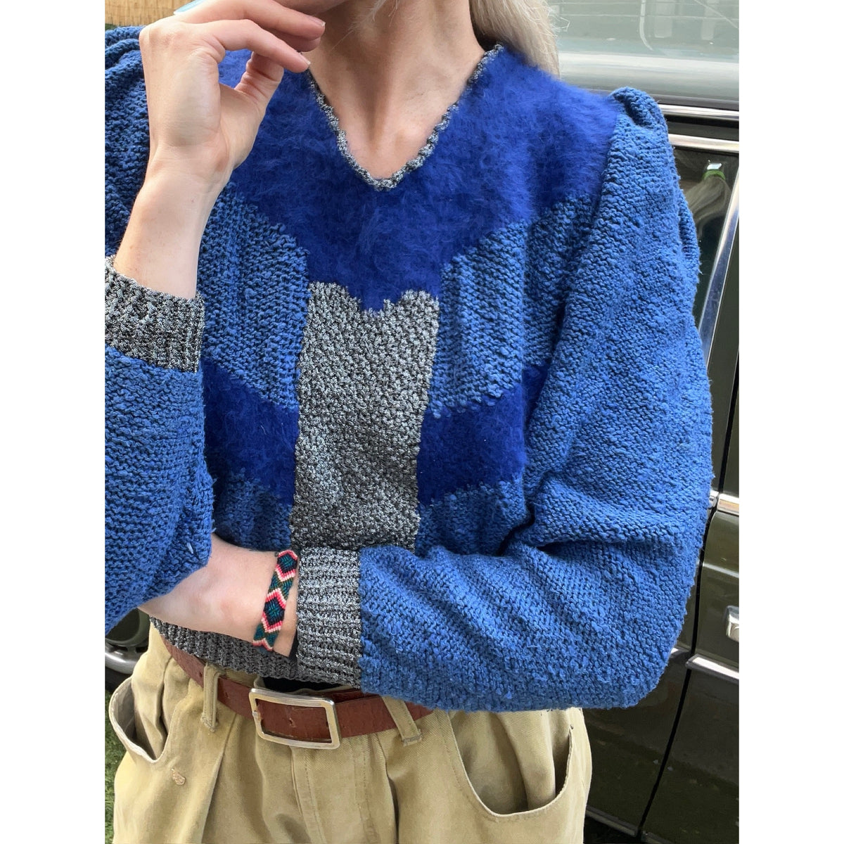 1980s puff shoulder knit