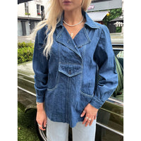 1960s French denim workwear shirt blue