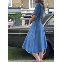 1970s denim midi dress blue