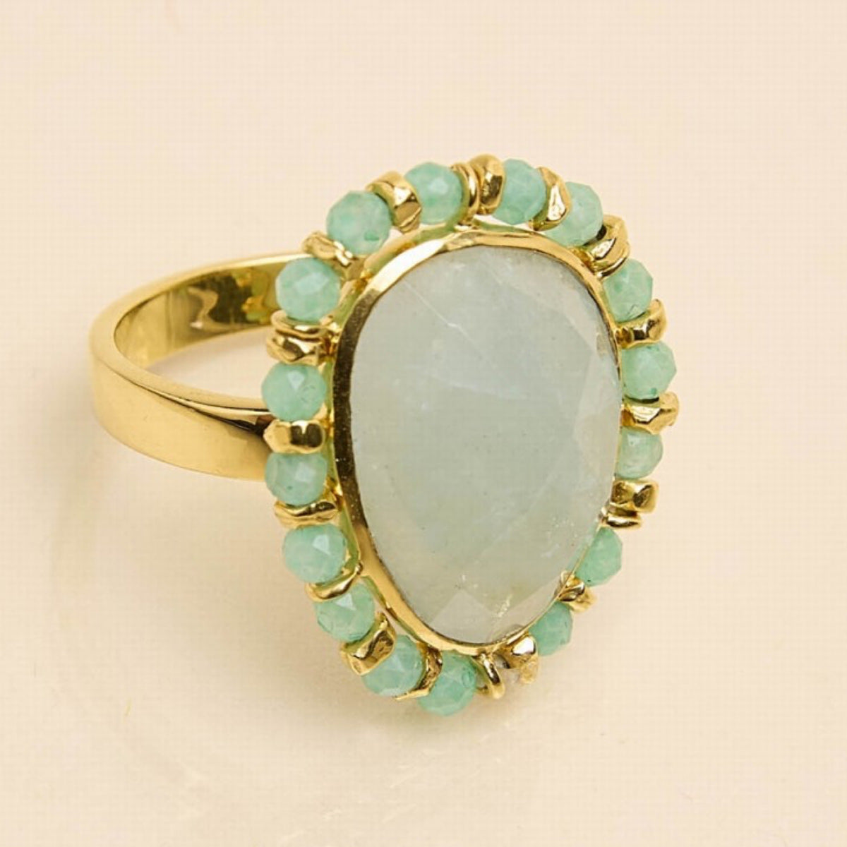 Jaipur Blossom Aquamarine Ring