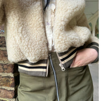 Zip Up Shearling Bomber