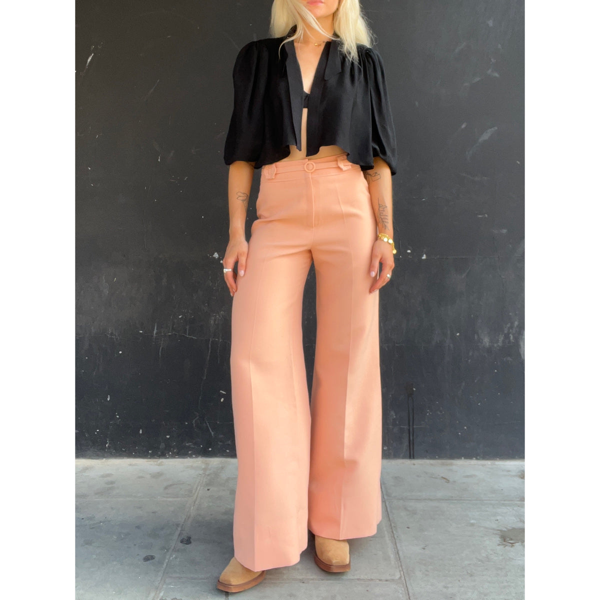 1970s peach flare trouser