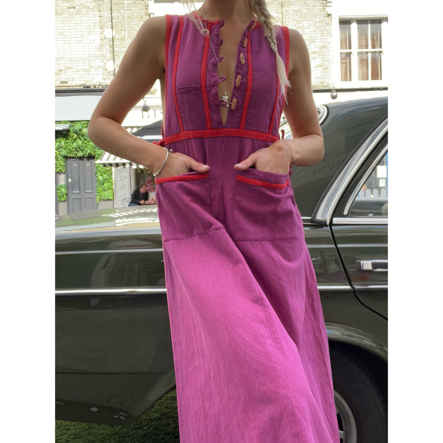 1970s Indian midi dress pink