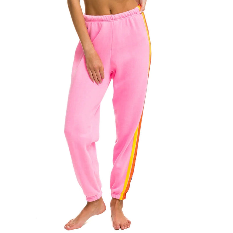 5 Stripe Sweatpants Neon Pink/Yellow Purple