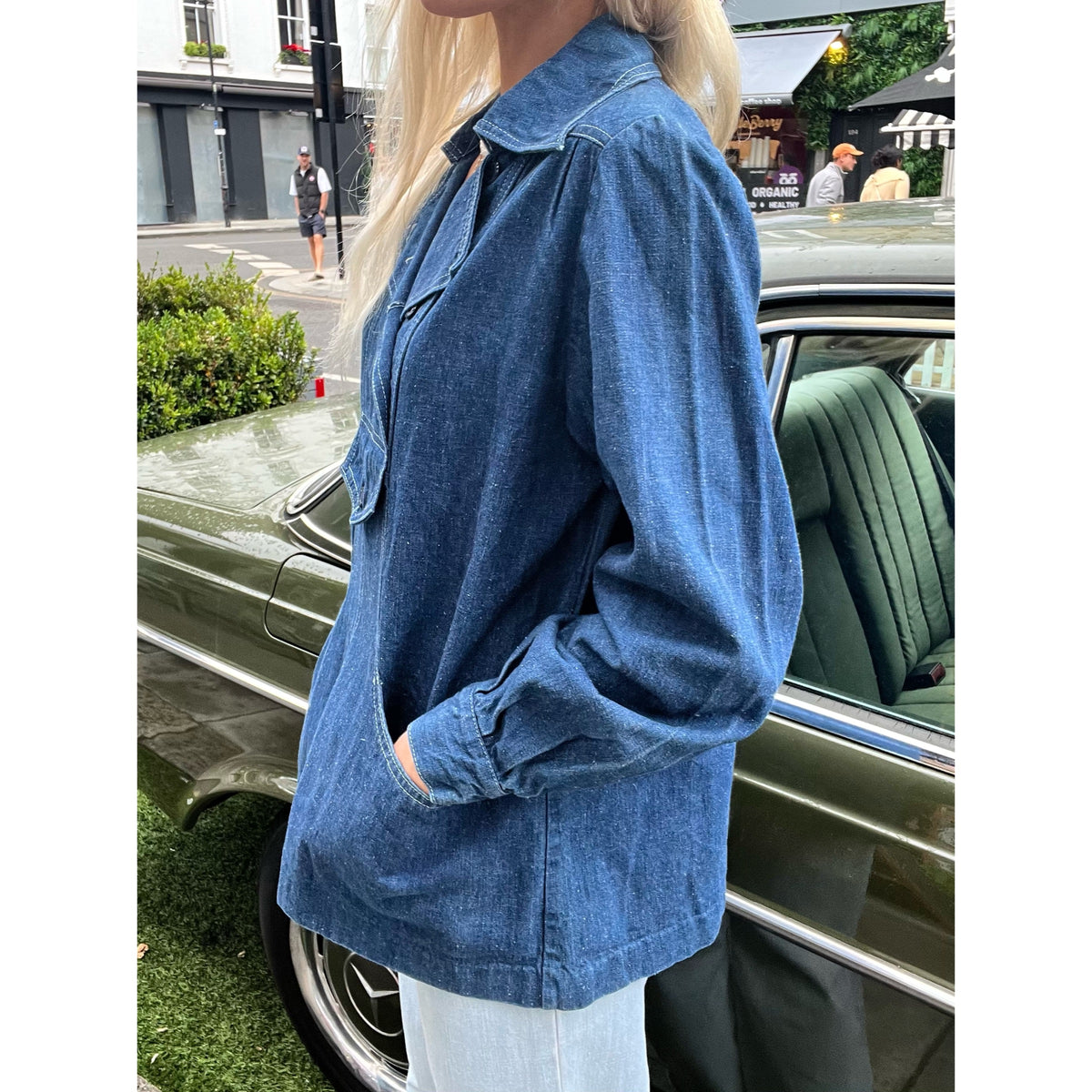 1960s French denim workwear shirt blue