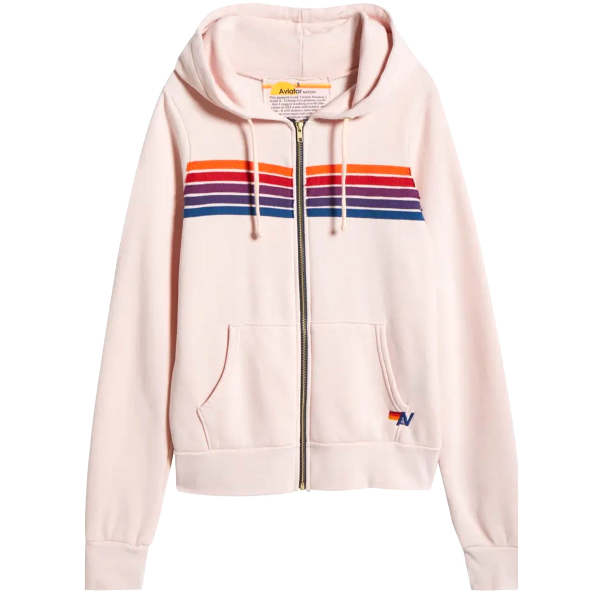 5 Stripe Zip Up Hoodie Light Pink