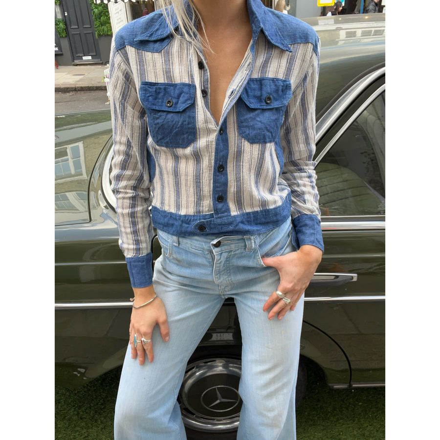 1970s cheesecloth denim shirt blue