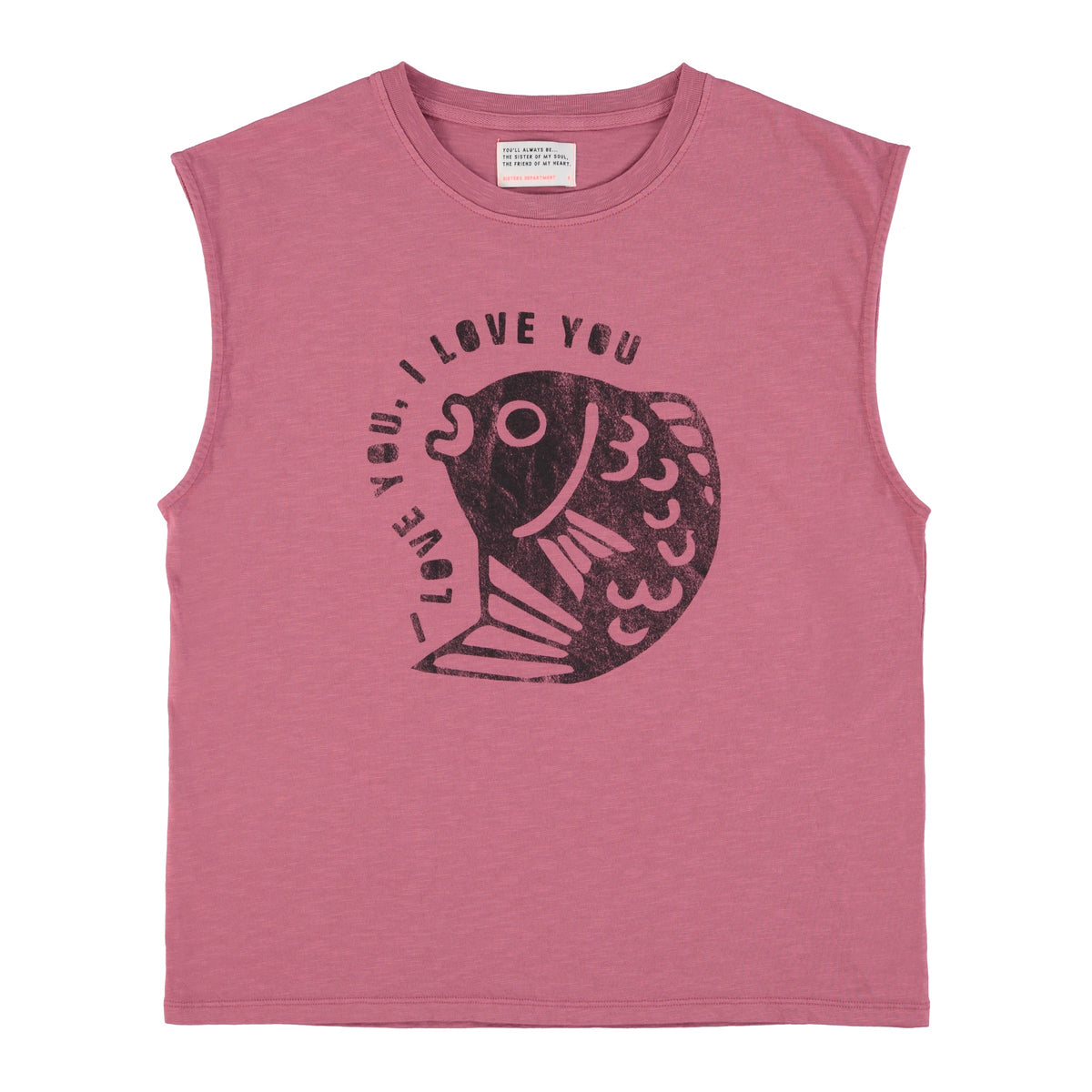 Vintage Pink Black Fish Print T