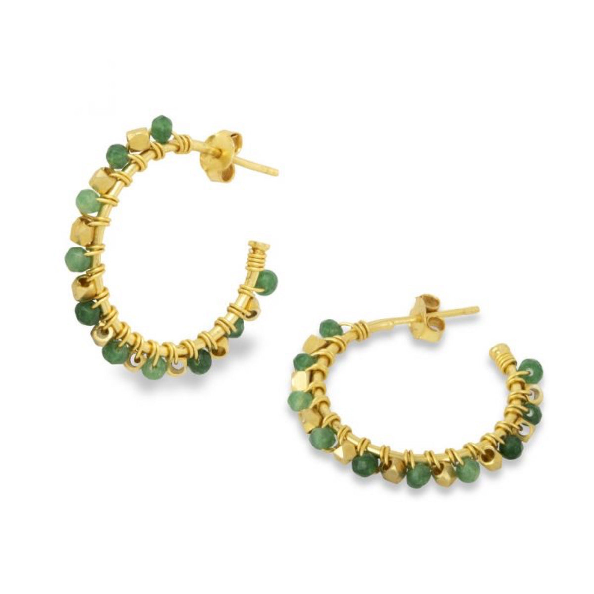 Mini Riva Earrings Green Jade