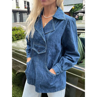 1960s French denim workwear shirt blue