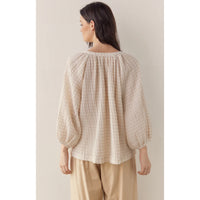 Amente Textured Peasant Blouse Natural