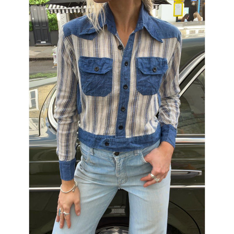 1970s cheesecloth denim shirt blue