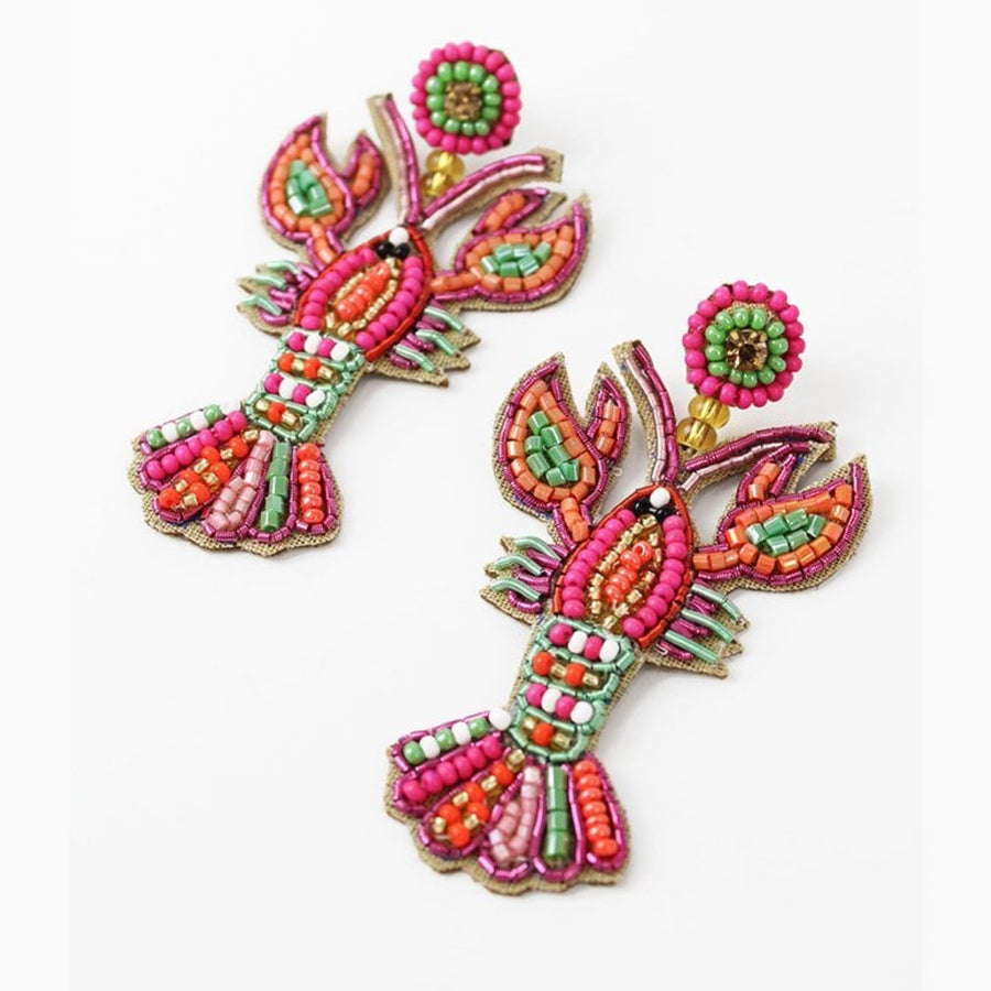 Doris Rainbow Lobster Beaded Earrings