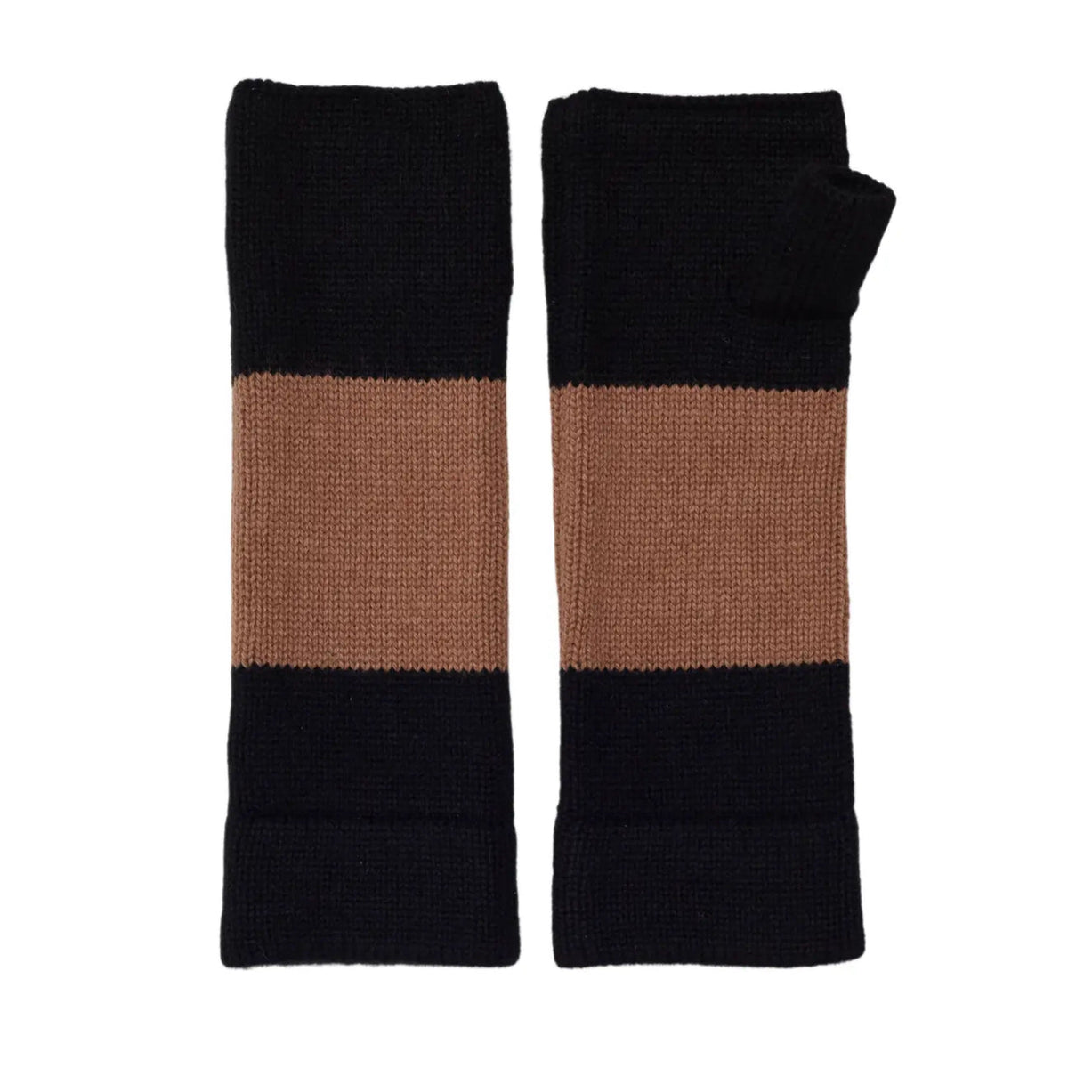 Black and Tan stripe wrist warmers