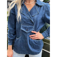 1960s French denim workwear shirt blue