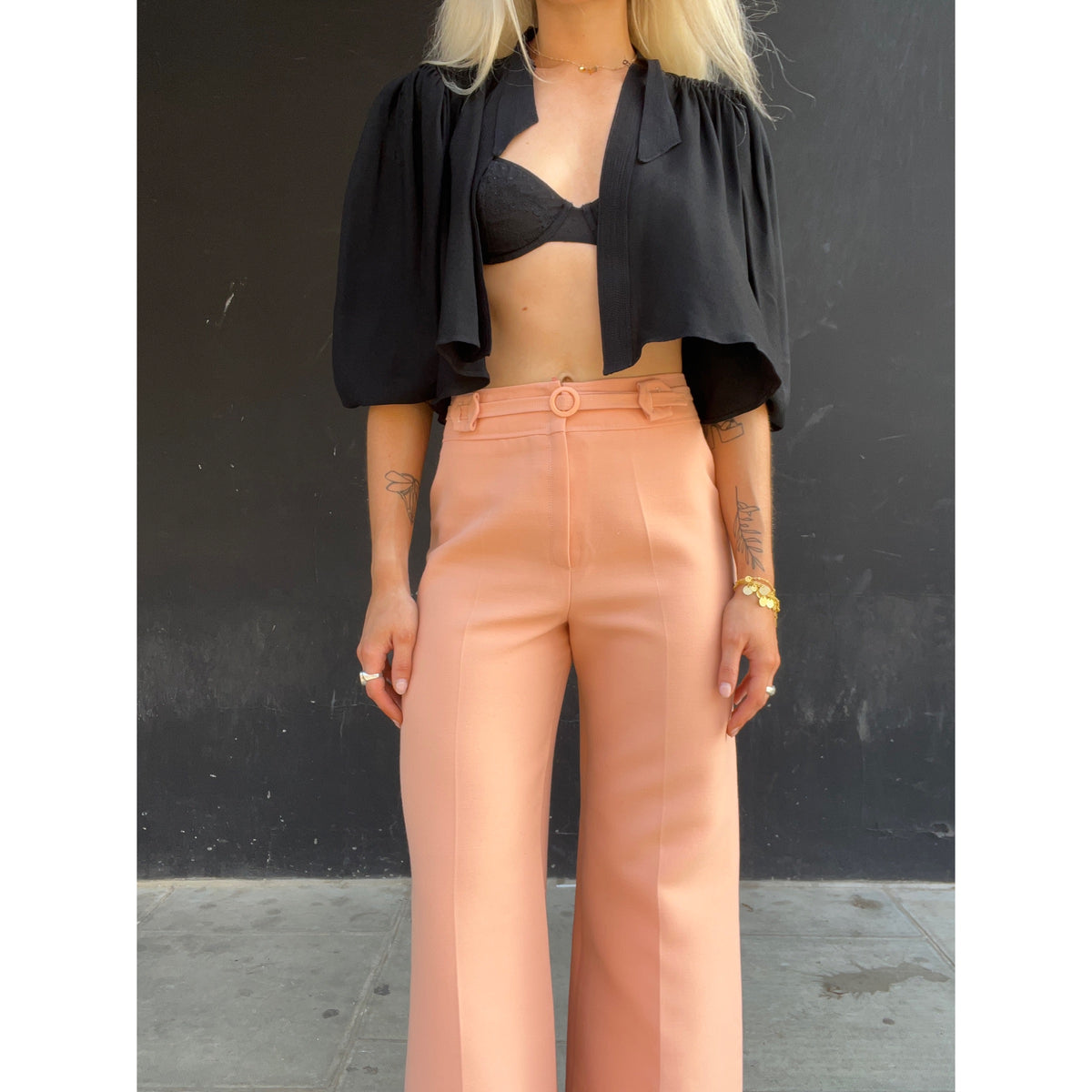 1970s peach flare trouser