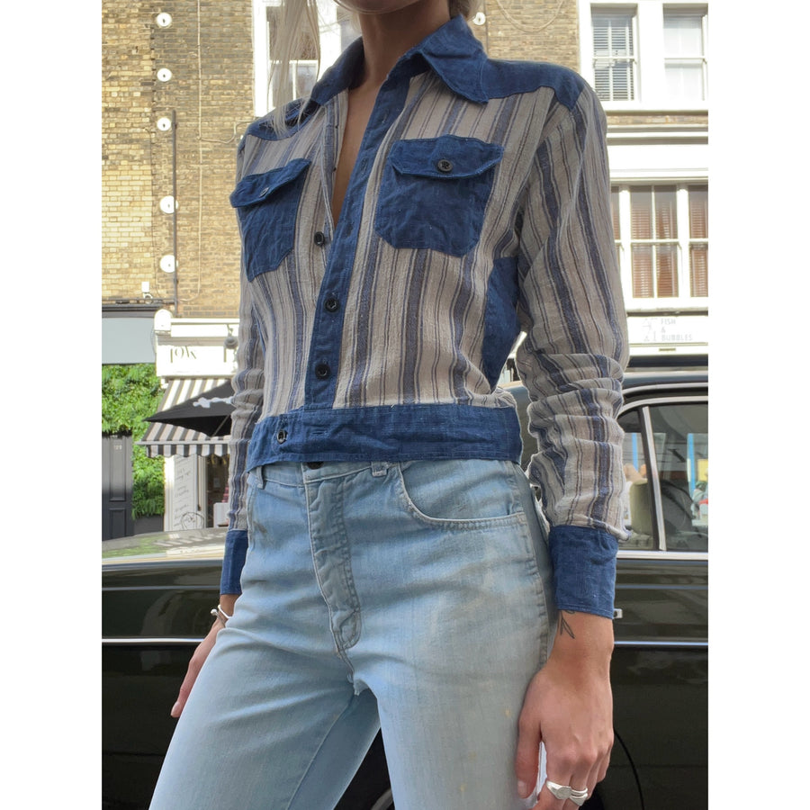 1970s cheesecloth denim shirt blue