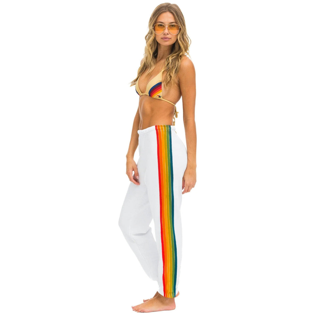 6 Stripe Sweatpants White Serape